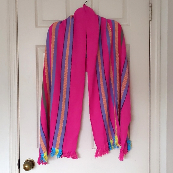 NWOT. Handmade by weaving. Bright and colorful wrap/scarf with stripes. - Picture 4 of 5